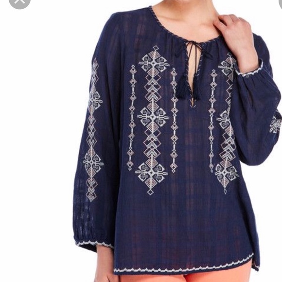 Tops - Joie Embroidered Peasant Blouse